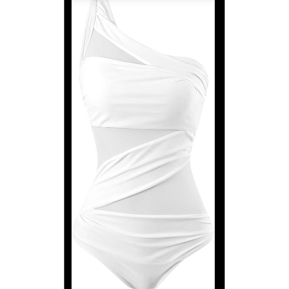 runtlly Other - White One Shoulder Cutout Swimsuit XXL Women's Bathing Suit Summer Beach